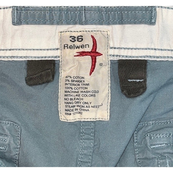 Relwen Military Tropic Supply Shorts 36 Blue Steel Utility Cargo USA Style
