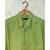 Ermenegildo Zegna Linen Blend Shirt Mens L Green Italy Camp Button Pocket Luxury
