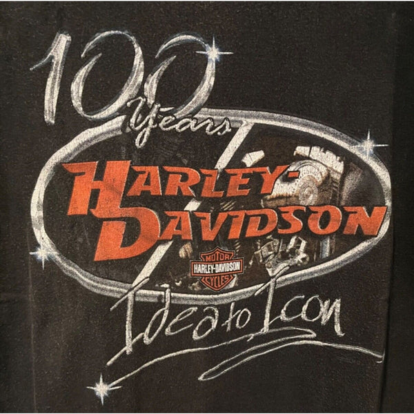 Harley Davidson 100 Years Idea To Icon XL Rare Biker Hanes Beefy-T T Shirt