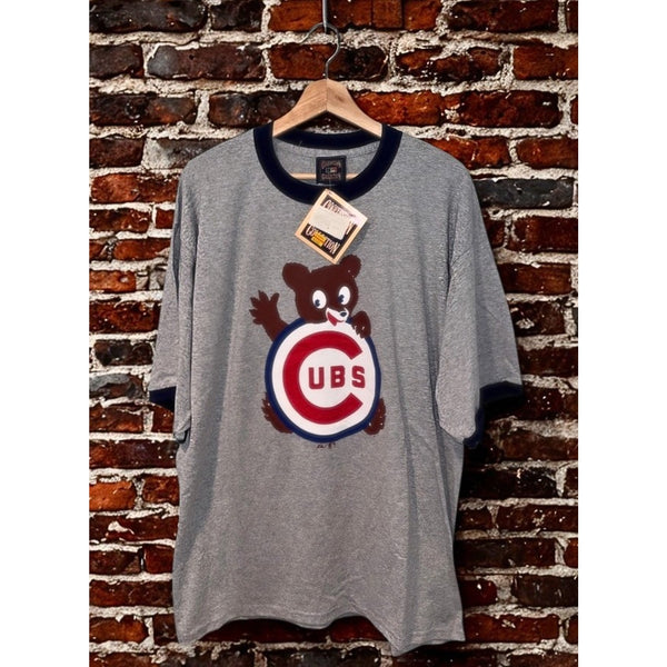 Chicago Cubs Cooperstown Collection Majestic T-Shirt XL Gray Logo Ringer NWT