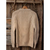 Aran Irish Wool Sweater Mens L Fisherman Cable Knit Chunky Cream Handmade