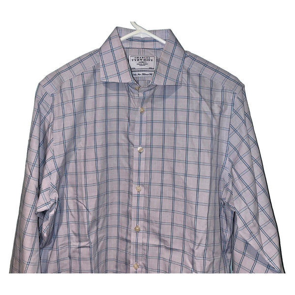 Charles Tyrwhitt Dress Shirt Non Iron Tailored Fit Check Men's 16/34