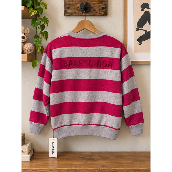 Balenciaga Kids Striped Sweatshirt Pink Gray Size 6 NWT $295 Designer