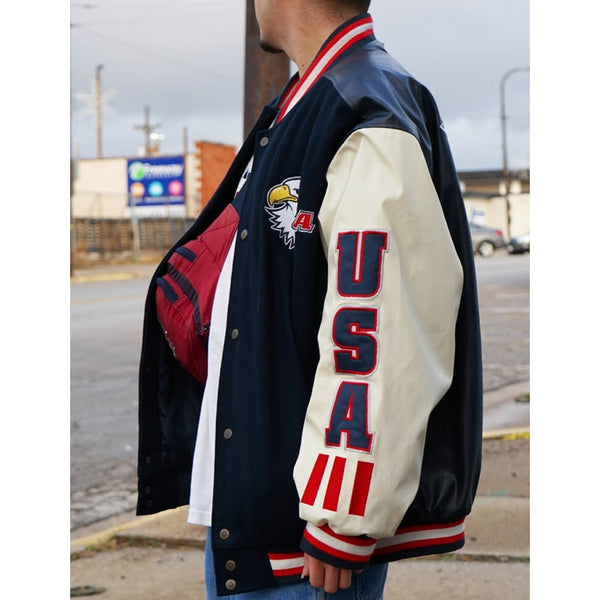 Steve and Barry’s USA Eagle Varsity Jacket Bomber Size XL EUC Vintage Y2K Wool