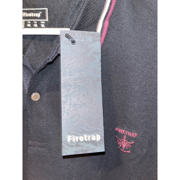 Firetrap Mens Lazer Polo Shirt Black Red Sz. 4XL