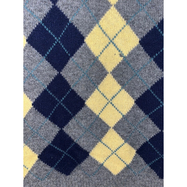 Lord Jeff Argyle Shetland Wool Sweater Vest USA Made Mens M Vintage 80s