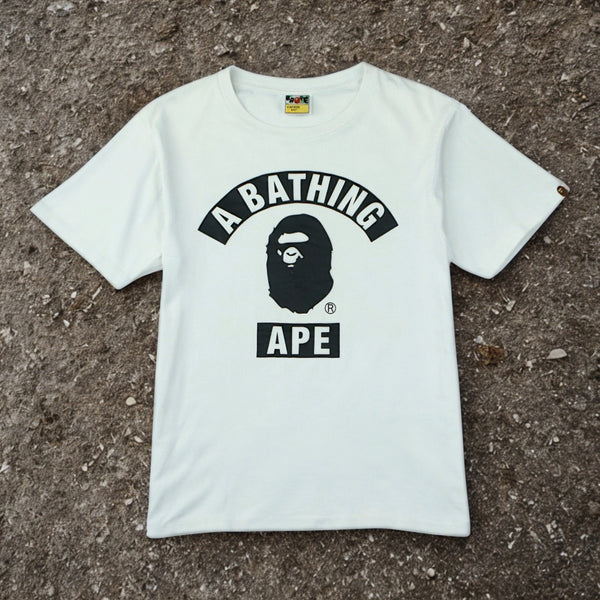 BAPE A Bathing Ape Bicolor College Tee Black Ape Head Logo T-Shirt Medium NWOT