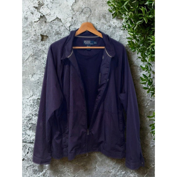 Polo Ralph Lauren Bi Swing Windbreaker Jacket Blue XL Full Zip Bomber Vintage