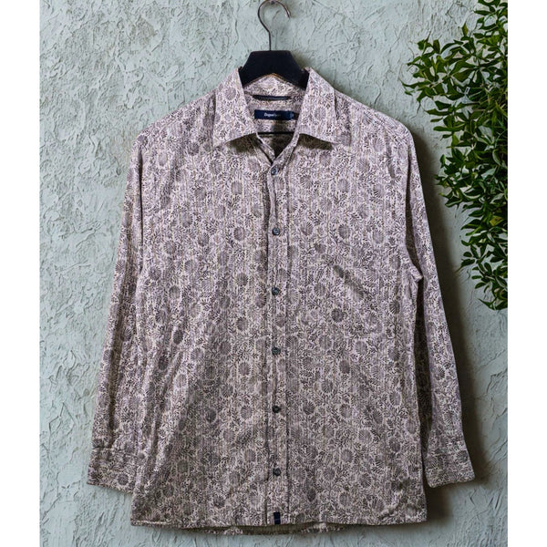 Ermenegildo Zegna Sport Floral Stripe Button Down Shirt Mens M Cotton Romania