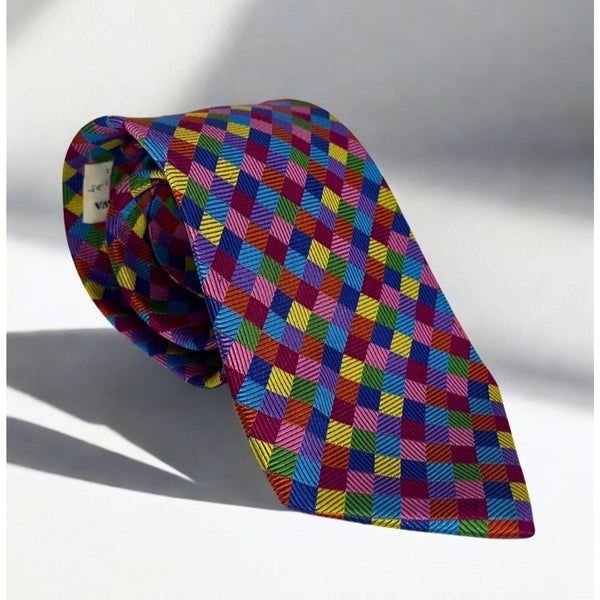 Seigo Katsuragawa Silk Tie Limited 4 of 8 Handmade Japan Multicolor Geometric