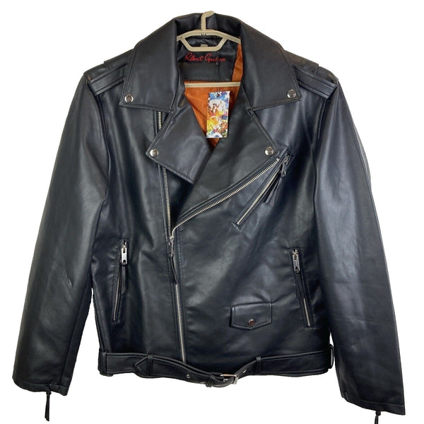Robert Graham Racer Lined Jacket Black RGF22R86 $268 Zippers Biker Club Size 2XL