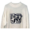 MTV Sweater Cable Knit 1989 Music Grunge Vintage White Sz. XL