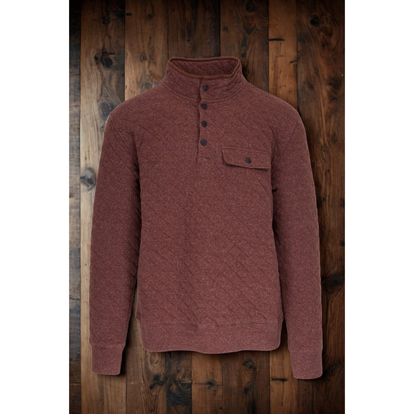 Faherty Epic Quilted Fleece Pullover Burgundy Mens Large Snap Pocket