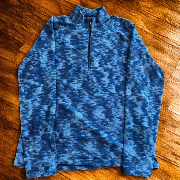 Lululemon Surge Warm Half Zip Pullover Blue Camo Rulu Running Gym Mens XL