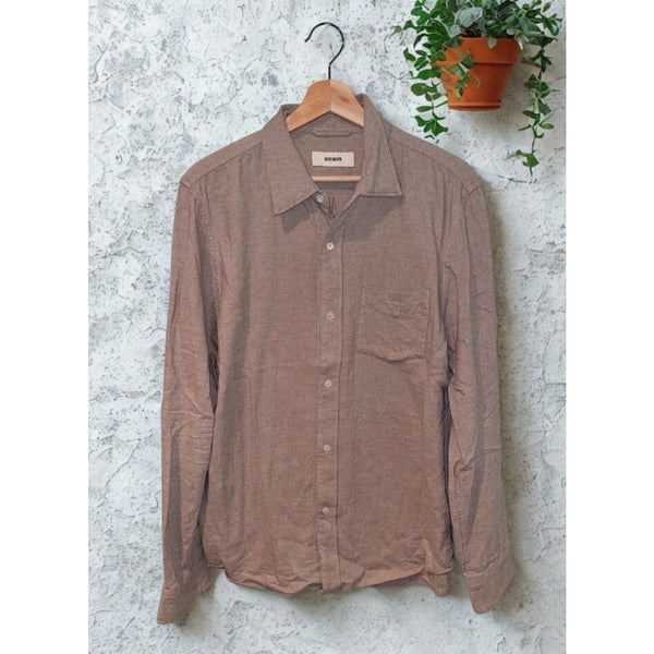 Buck Mason Pacific Twill One Pocket Button Up Shirt Mens Medium Brown