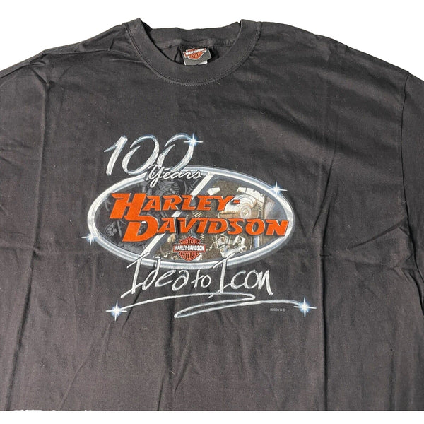 Harley Davidson 100 Years Idea To Icon XL Rare Biker Hanes Beefy-T T Shirt