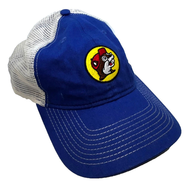 Buc-ees Gas Station Blue White Mesh Baseball Cap Hat Adjustable SnapBack EUC