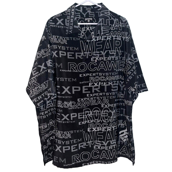 Rocawear Expert System AOP Spellout Button Down S/S Shirt Sz. 2XL Hip Hop