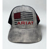 Ariat USA Flag Trucker Hat Heather Gray Black Mesh Snapback Cap A300014206