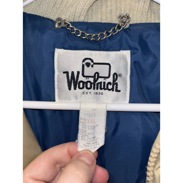 Woolrich Vintage Chore Jacket 2XL Tan Blue Nylon Lining Knit USA Made