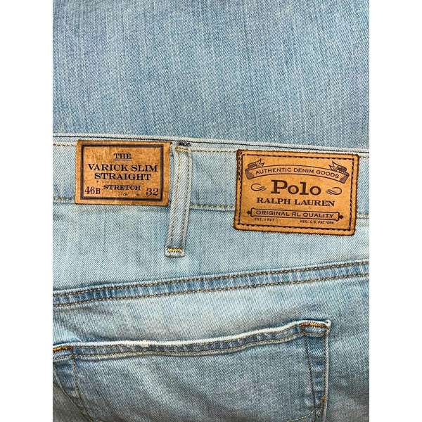 Polo Ralph Lauren Varick Slim Straight Jeans 46B X 32 NWT Light Blue Stretch