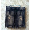 Rocawear Jorts W44 Black Jean Shorts Distressed Ripped Stitch Classic Fit VTG