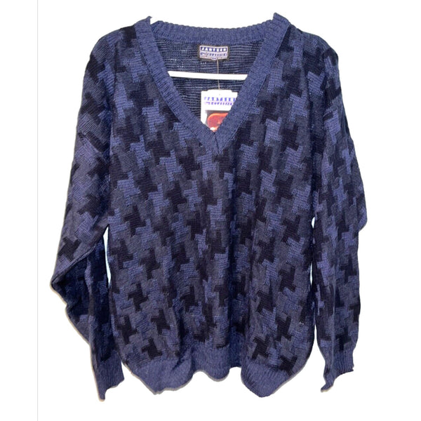 Jantzen Sweater Mens Large Geometric Long Sleeve Knit Classic Pullover VTG NWT