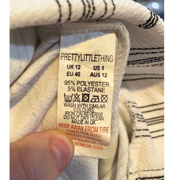 Pretty Little Thing Petite Grey Contrast Stripe Culottes Size 8 NWOT