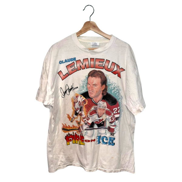 Claude Lemieux New Jersey Devils Caricature T Shirt Sz XL NHL Vintage RARE