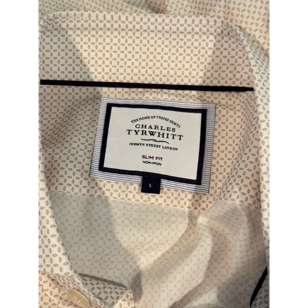 Charles Tyrwhitt Dress Shirt Non Iron Slim Fit Geometric Spotted Sz. L