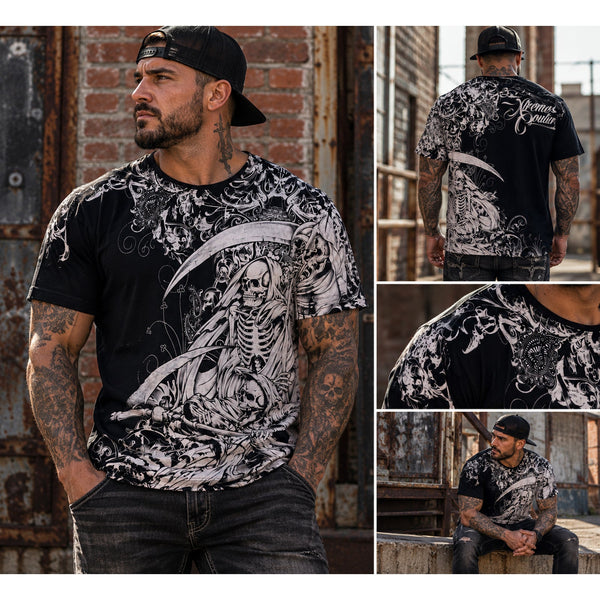 Xtreme Couture Affliction Skull Reaper MMA T-Shirt Men's L Black Y2K Vintage