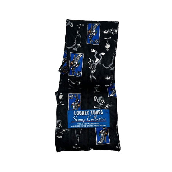 Looney Tunes USPS Stamp Collection Bugs Taz Tweety Marvin Novelty Tie 1997 Vtg