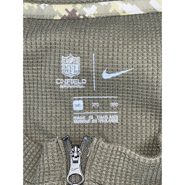 New York Jets NFL Nike Salute to Service Thermal 1/4 Zip Henley Olive Sz 3XL