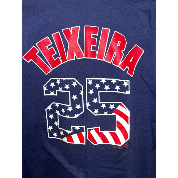 New York Yankees Mark Teixeira Majestic July 4th Red/White/Blue Shirt Sz. XL
