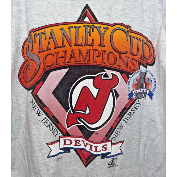 New Jersey Devils Logo Athletic NHL Stanley Cup Champions Sz. XL Vintage 1995
