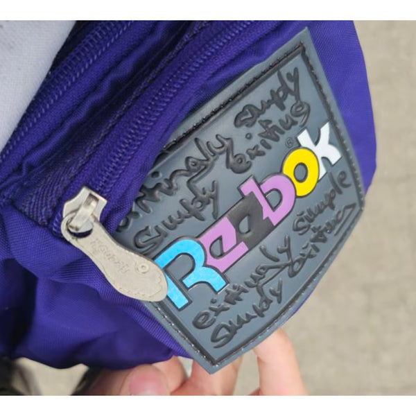 Reebok Big Logo Purple Fanny Pack Vintage 90s Hip Waist Bag Streetwear