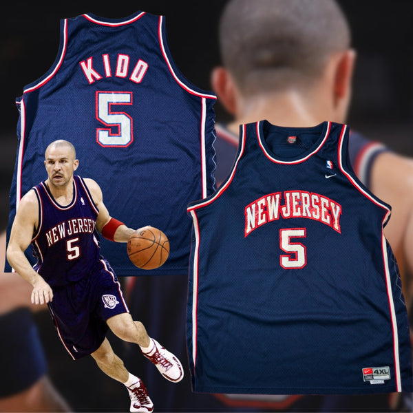 Jason Kidd New Jersey Nets Nike Swingman Jersey 4XL +2 Blue NBA EUC Y2K