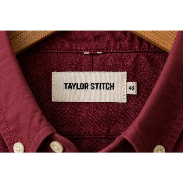 Taylor Stitch The Jack Oxford Shirt Men's 2XL 46 Burgundy Organic Cotton Button
