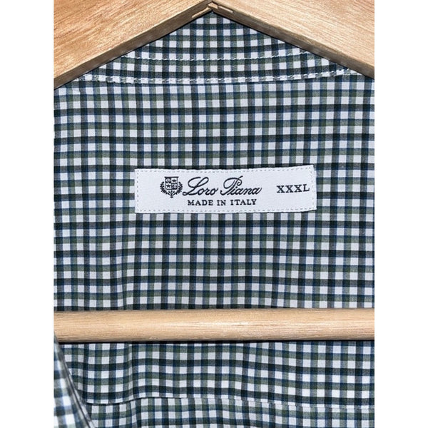 Loro Piana Italy Cotton Flannel Gingham Button Down Shirt Men's 3XL MAB1852