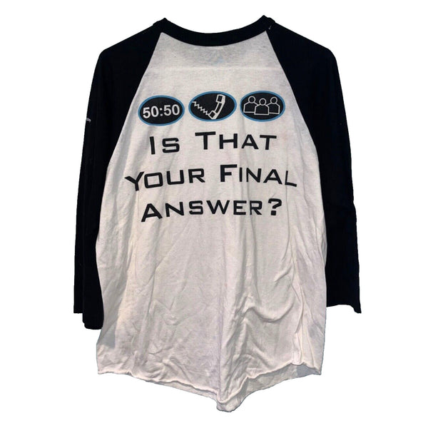 Who Wants To Be A Millionaire Game Show T Shirt Large 3/4 Sleeve Vintage