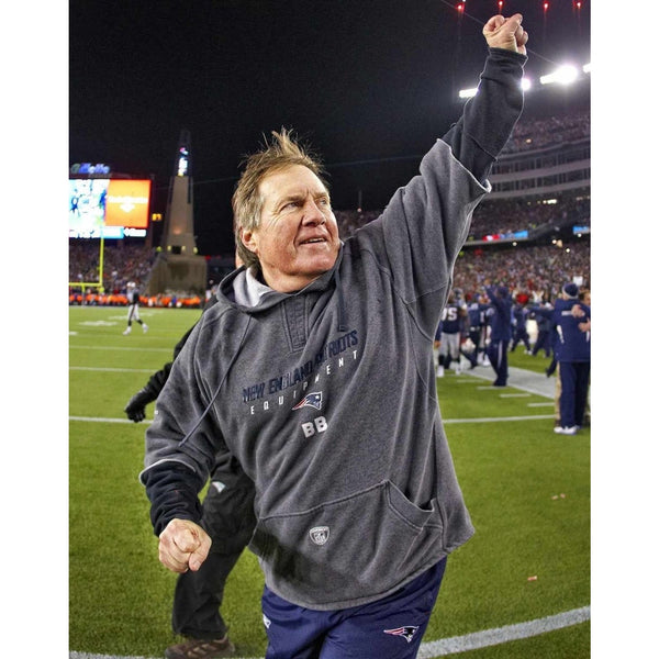 New England Patriots Hoodie M Gray Bill Belichick Y2K Pullover Equipment Reebok