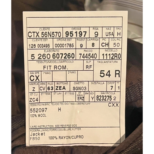 Ermenegildo Zegna Neiman Marcus Blazer 44R EU 54 Brown Windowpane Wool