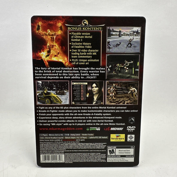 Mortal Kombat Armageddon Premium Edition PS2 Shao Kahn Steelbook CIB Reg Card
