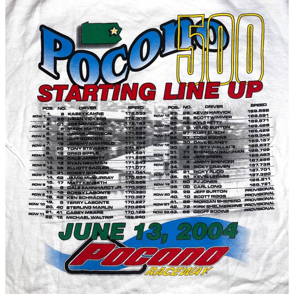 Nascar 2004 Pocono 500 Raceway Starting Line Up Tshirt Mens Sz. L Vintage