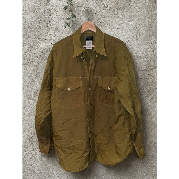 Versace Jeans Couture Ittierre 90s Plaid Button Up Shirt Black Yellow Sz XL