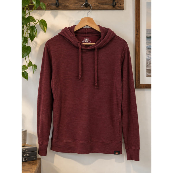 Faherty Sunwashed Organic Cotton Hoodie Men's Small Mahogany Pullover NWOT