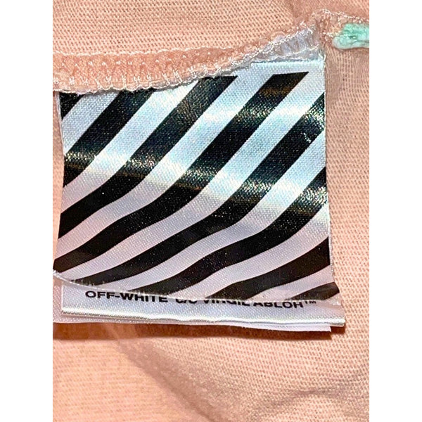 Off-White c/o Virgil Abloh x Kith 2017 Pink Main Label Tee Shirt Sz. M Authentic