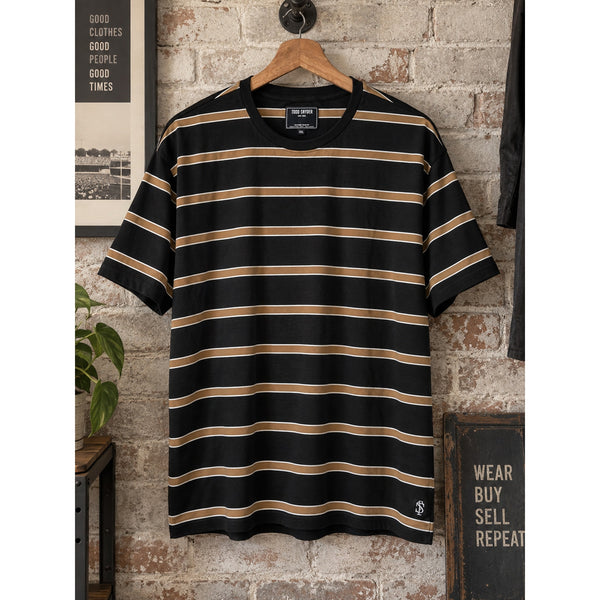 Todd Snyder Striped Boxy Tee Men's 2XL Black Brown Cotton Portugal NWOT Rare