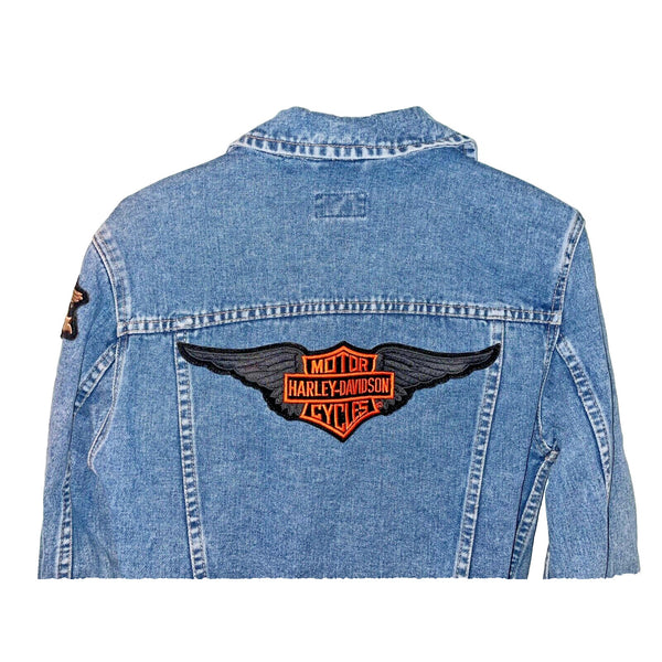 Arizona Harley Davidson Patches Denim Jean Motorcycle Jacket Sz. S Vintage
