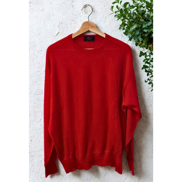 Brioni Roma Red 100% Cashmere Crewneck Sweater Men’s 2XL Made in Italy